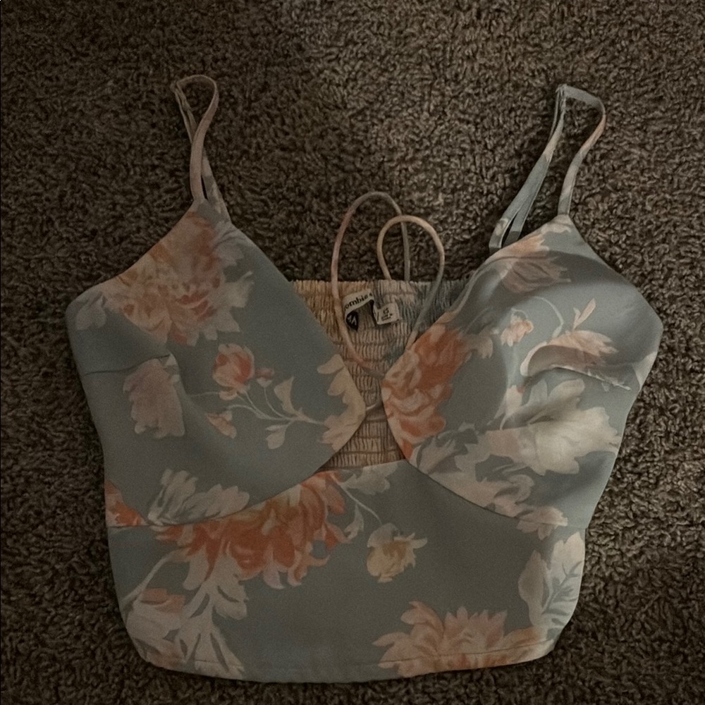 Abercrombie & Fitch Blue and Orange Crop Camisole
